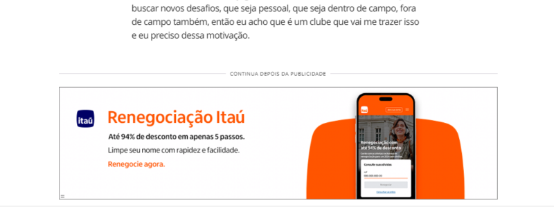 exemplo de publicidade nos sites